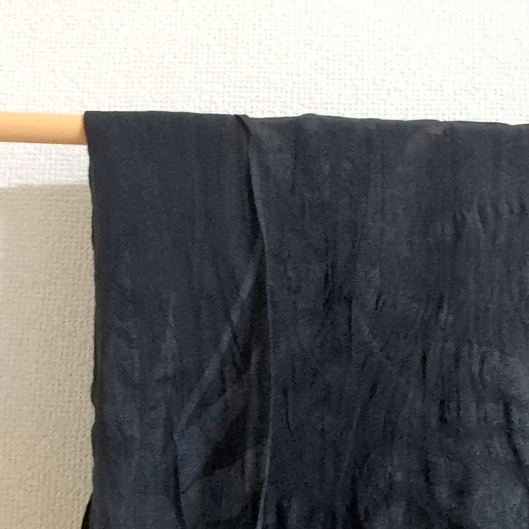 【三花】本麻　洗える長襦袢　黒　カラー襦袢　リサイクル　h1