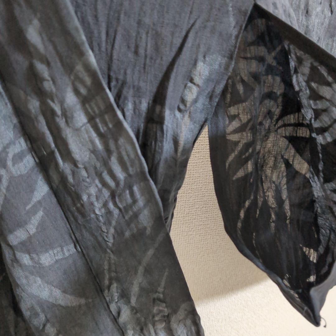 【三花】本麻　洗える長襦袢　黒　カラー襦袢　リサイクル　h1