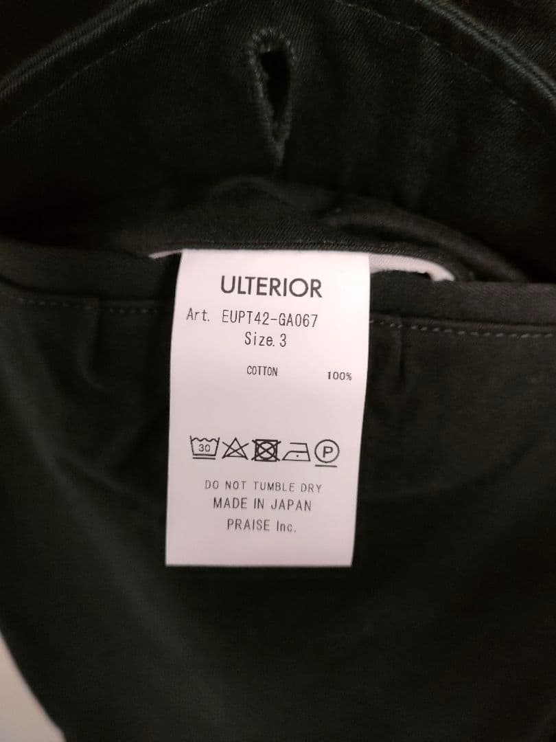 ULTERIOR 備前ギャバジン タックパンツ ブラック