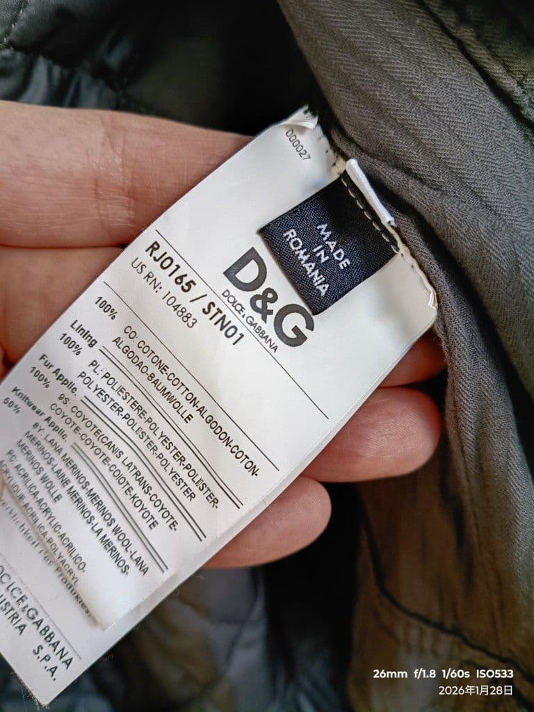 K*E様 D&G ミリタリージャケット リアルファー付き