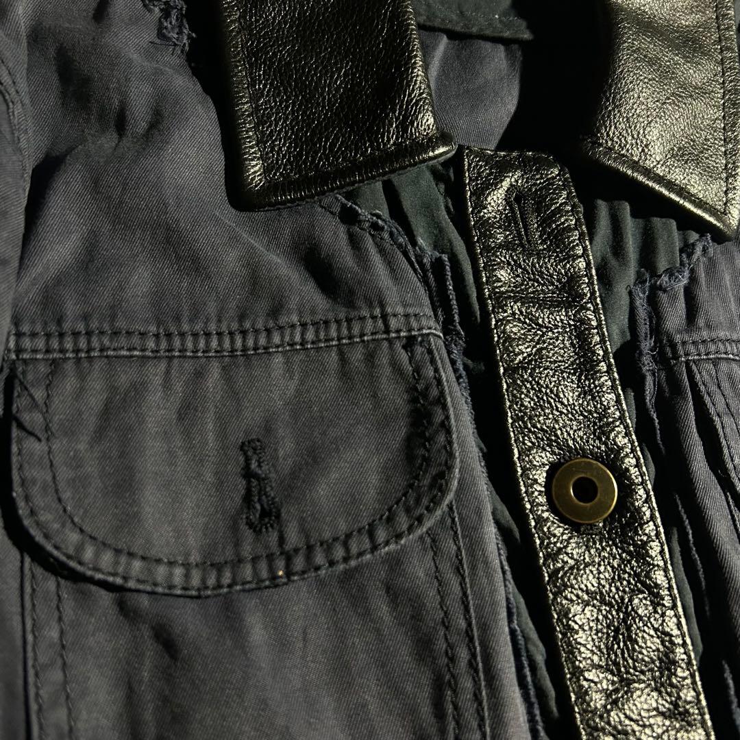 00s ARCHIVE miu miu レザー切替コットンジャケット Y2K