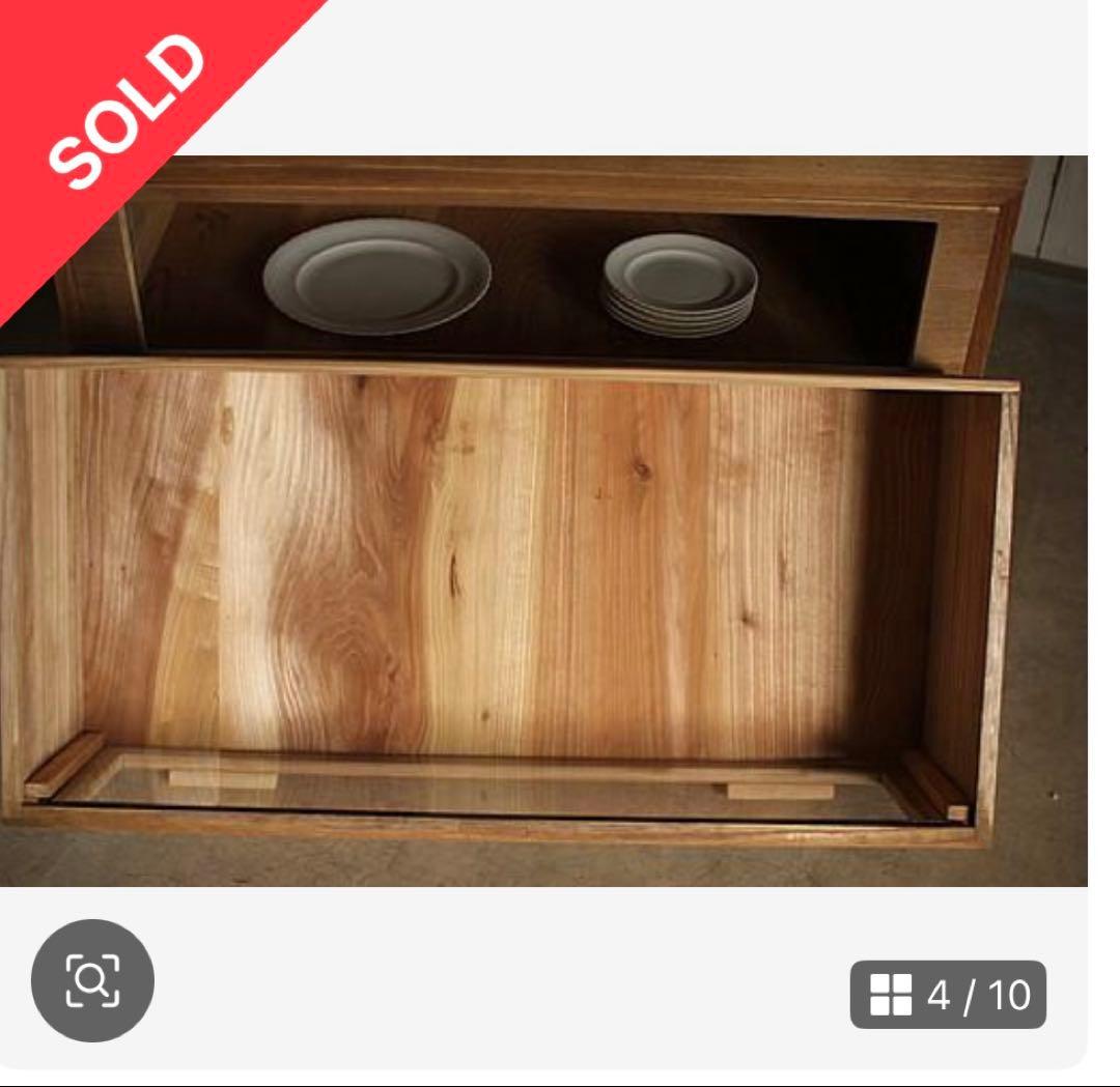 前面ガラス引き出し2段×ガラス戸棚×木製小引き出し3杯　食器棚　シャツケース