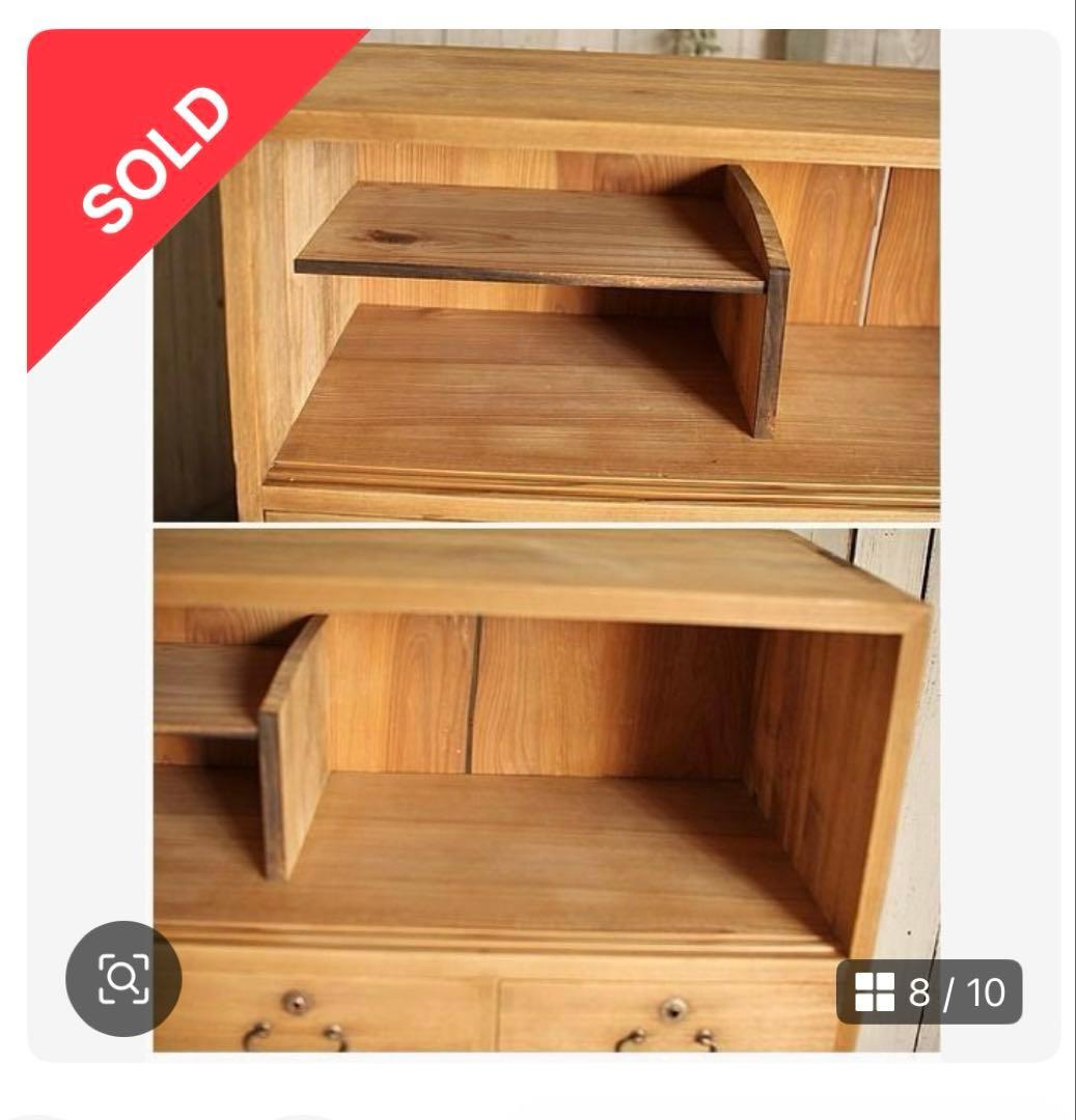 前面ガラス引き出し2段×ガラス戸棚×木製小引き出し3杯　食器棚　シャツケース