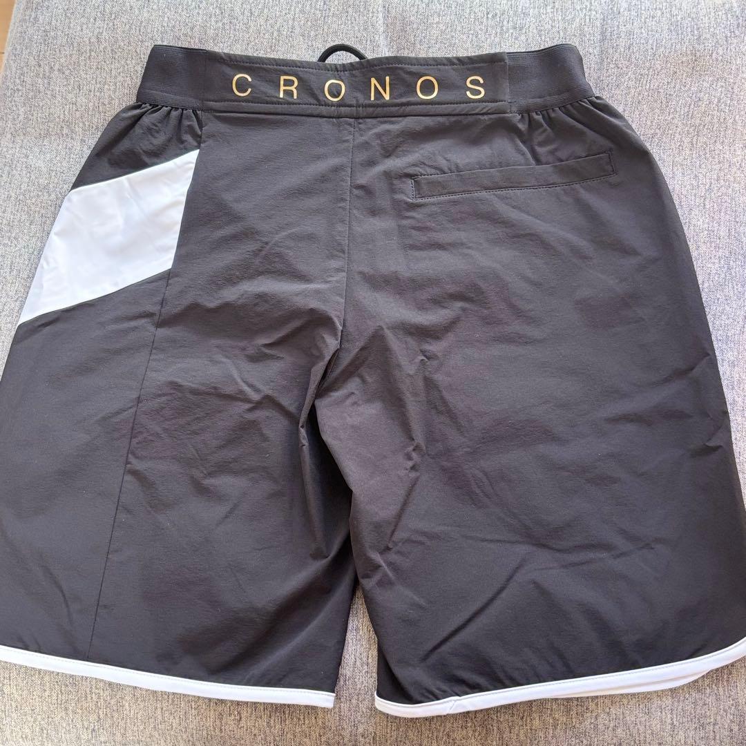 CRONOS ストライプショートパンツ 黒/白/金