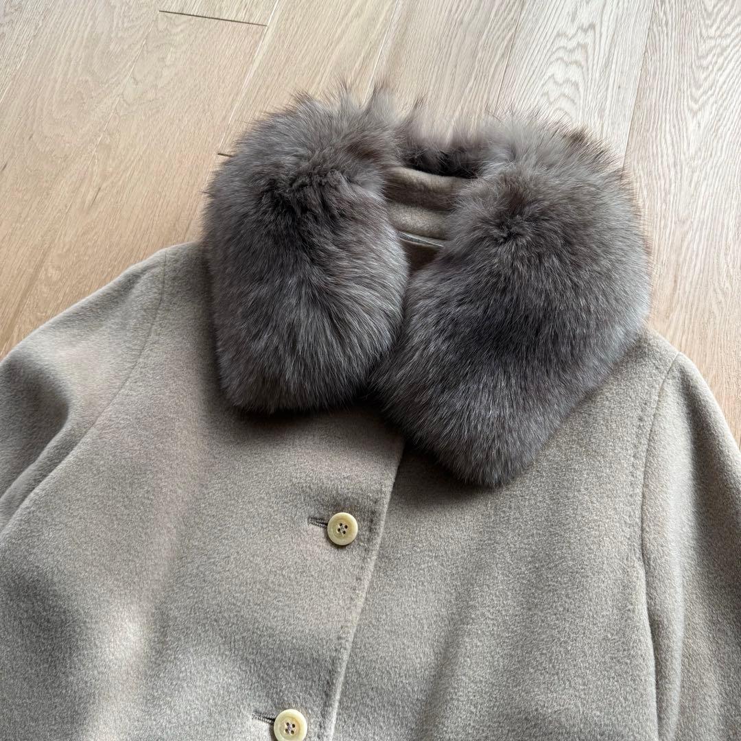 Max Mara マックスマーラ 白タグ ウール カシミヤ コート ファー付