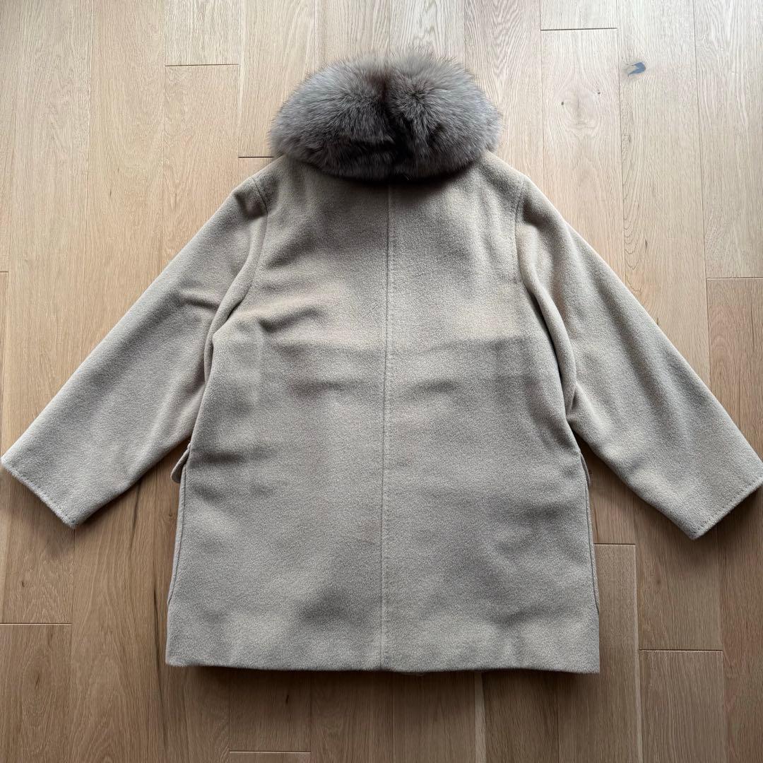 Max Mara マックスマーラ 白タグ ウール カシミヤ コート ファー付