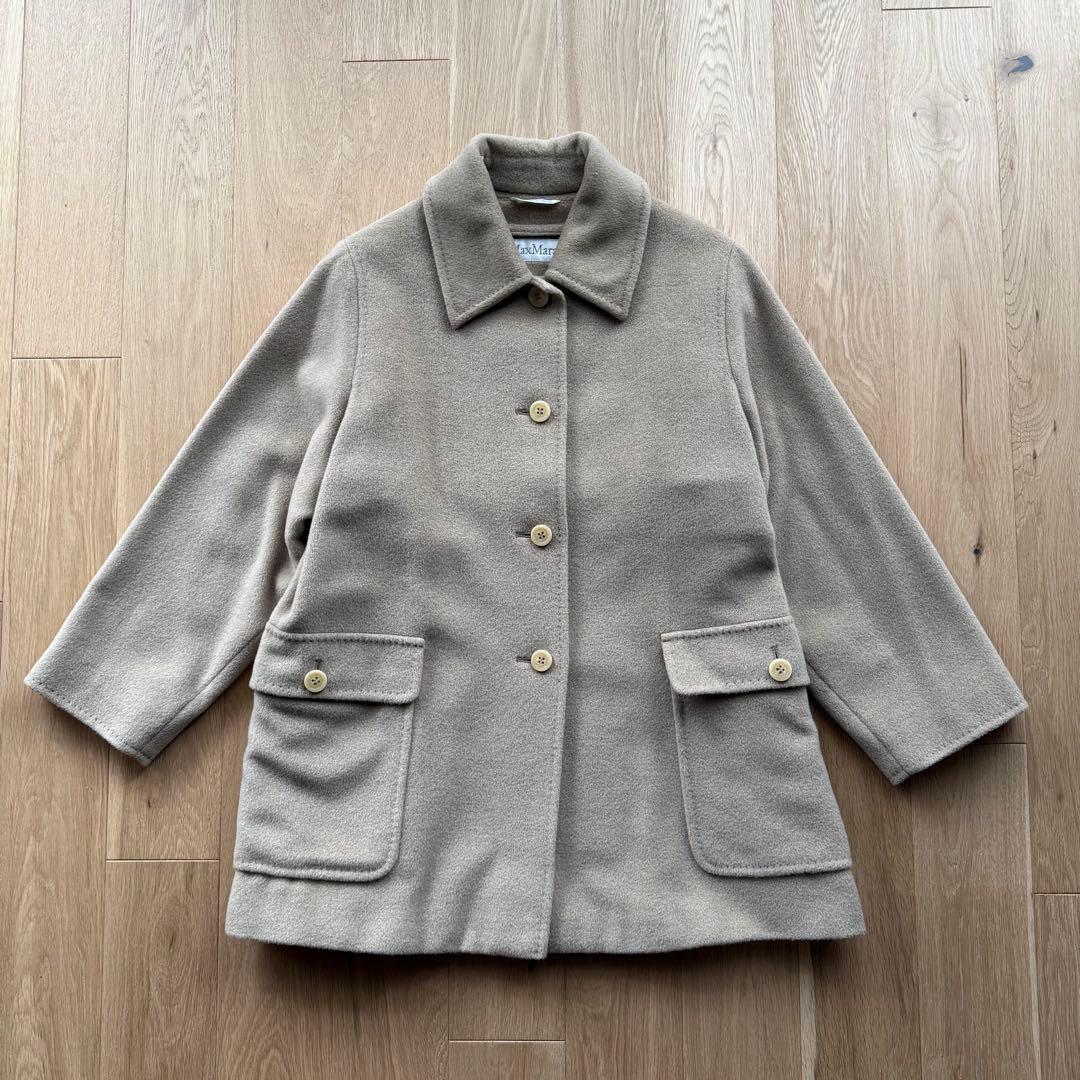 Max Mara マックスマーラ 白タグ ウール カシミヤ コート ファー付