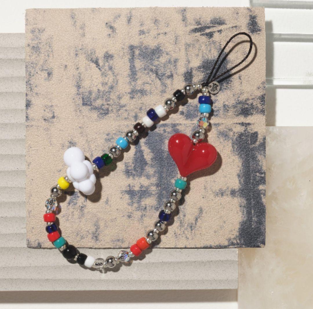 String Ting カラフル マルチカラー スマホストラップ ハート雲