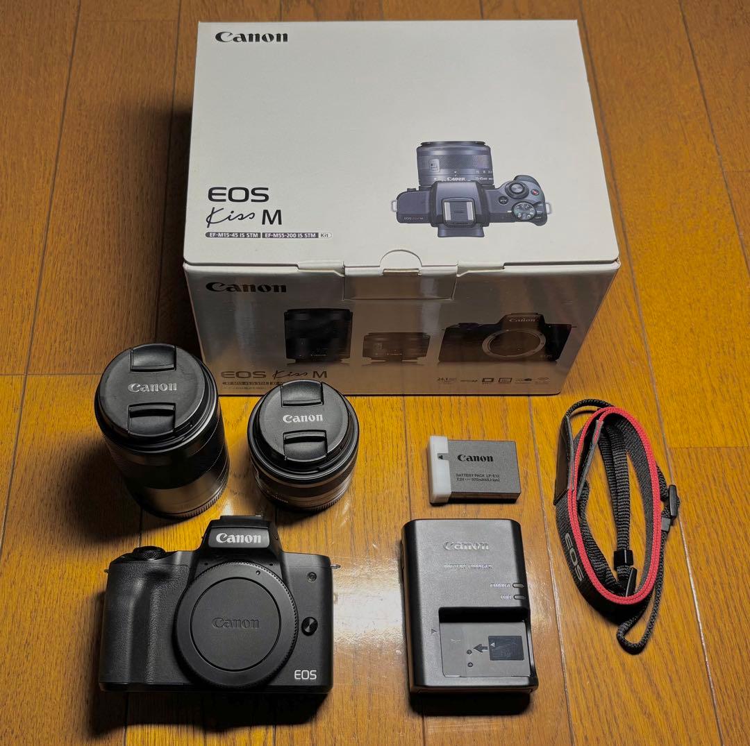 Canon ミラーレス一眼 EOSkissM レンズセット ブラック
