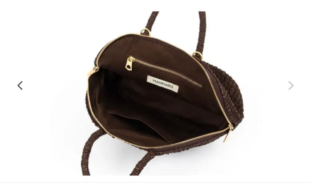 Manimaris アバカボストン mini チョコかごバッグ　ショルダー紐付