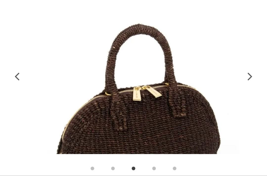 Manimaris アバカボストン mini チョコかごバッグ　ショルダー紐付