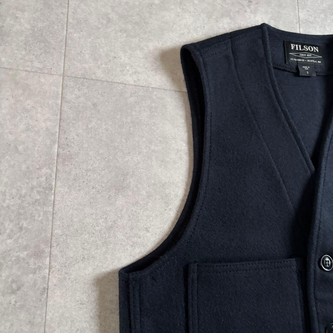 未使用級 USA製 フィルソン マッキーノウールベスト S ネイビー 現行品