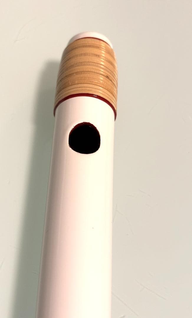 獅子田竹渓 篠笛（白）7穴 5本調子 ※袋付き　お囃子・お祭り用