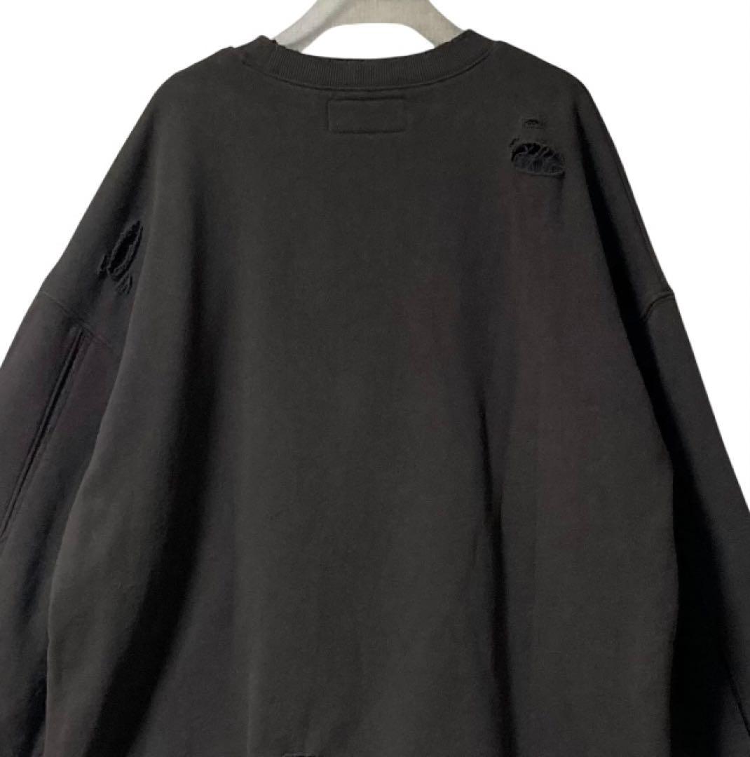 美品‼︎ ADAM PATEK ダメージ加工 スウェット トレーナー ワッフル重着