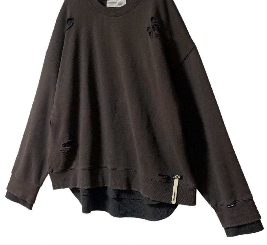 美品‼︎ ADAM PATEK ダメージ加工 スウェット トレーナー ワッフル重着