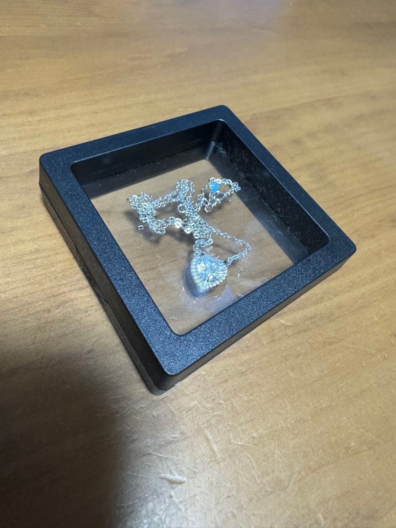 十割そばモアサナイト ホワイト シルバー925 ハート型ネックレス