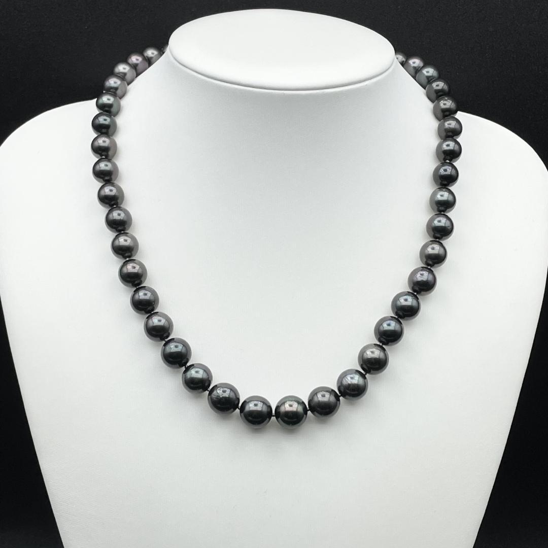 TASAKI 現行 黒蝶真珠 約8mm-11mm ネックレス Silver