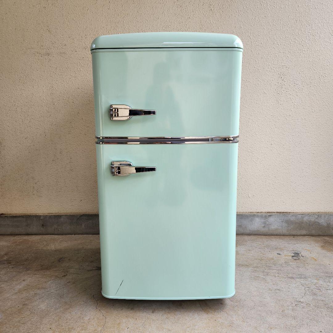 アイリス　2024年製　レトロ冷蔵庫　81L ライトグリーン