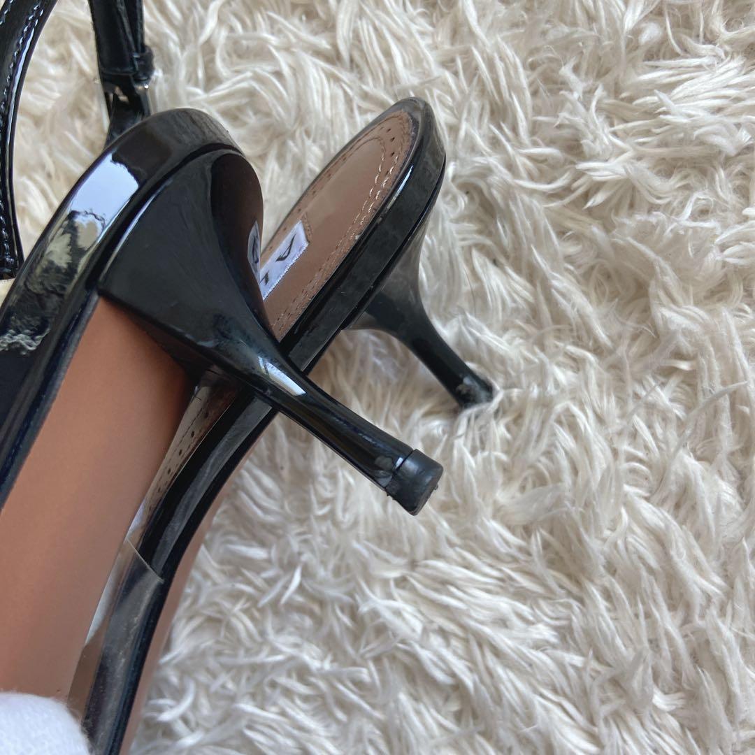 アライア　ハートクリアパンプス　ミュールサンダル　ローヒール　黒　37