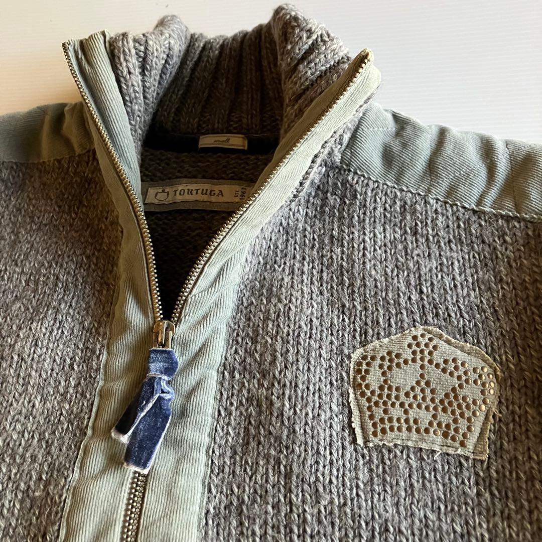 00s archive TORTUGA 王冠スタッズスカル厚手ドライバーズニット