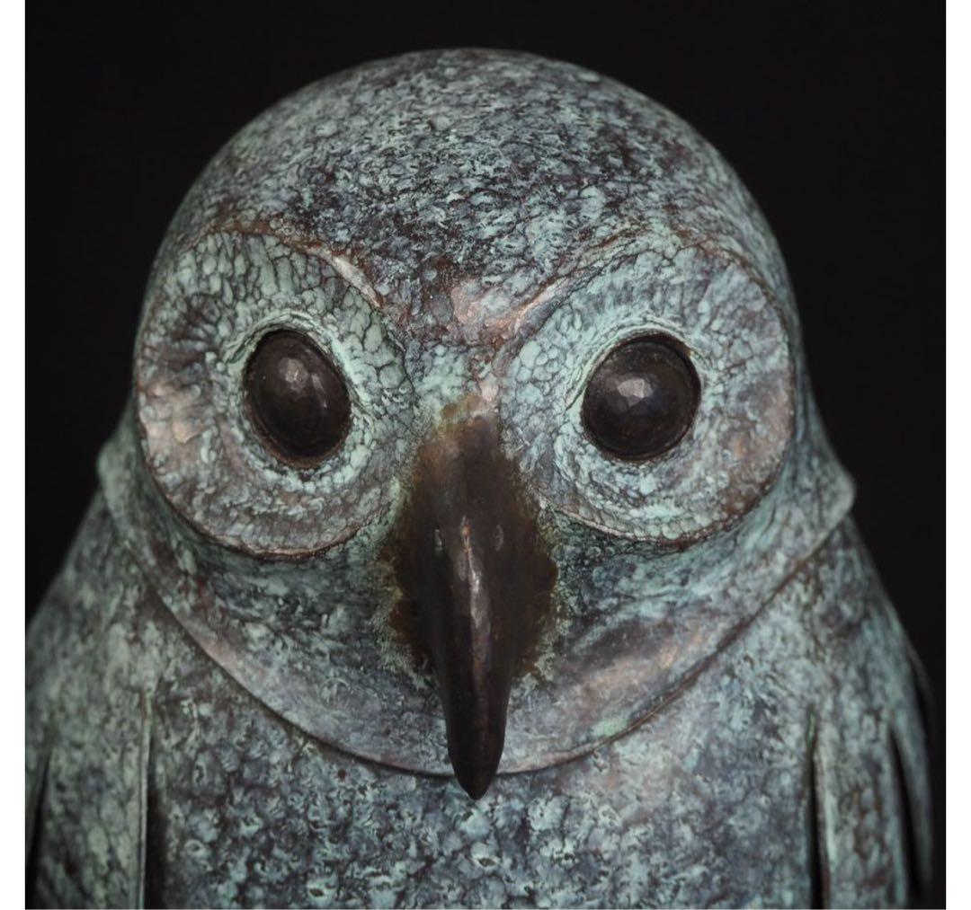 misafafa　送料無料　鍛金作家　嵯峨卓作　フクロウ　高36ｃｍ