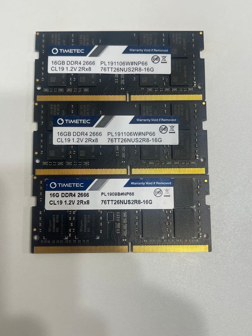 TIMETEC 16GB DDR4 メモリ3枚、合計48GB