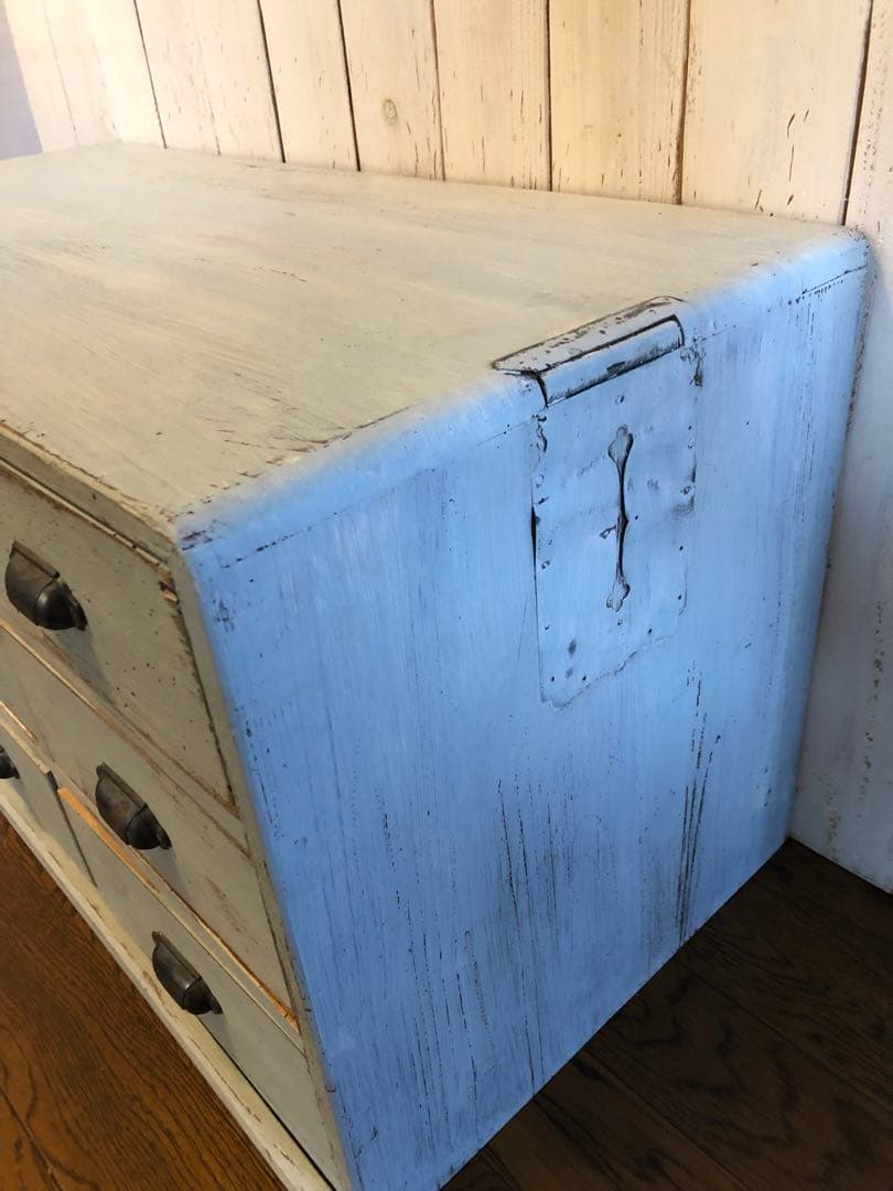 ■レトロ■古い木シャビーな引き出し９杯箪笥　ローボード