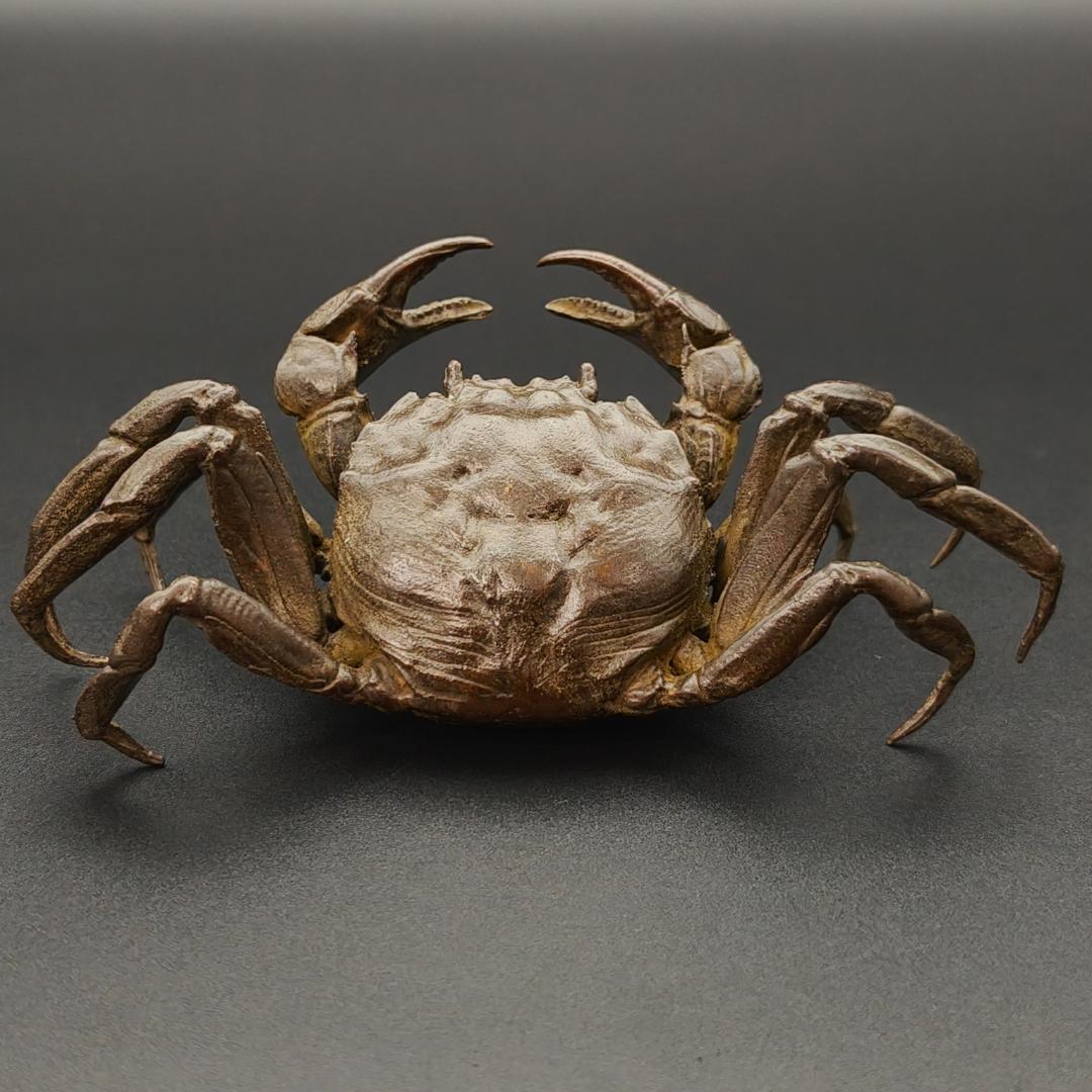 A*h様 銅製置物　蟹　カニ　茶道具　雨宮宗作　刻印あり　金工品　美術品　インテ