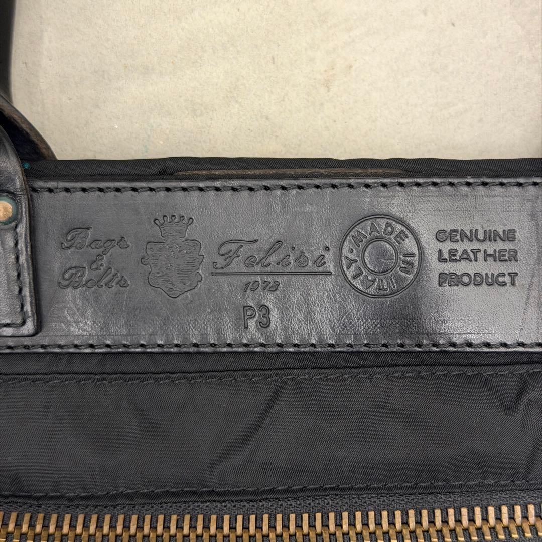 か*ち様 【美品】 フェリージ ボストンバッグ ナイロン ブラック Felisi