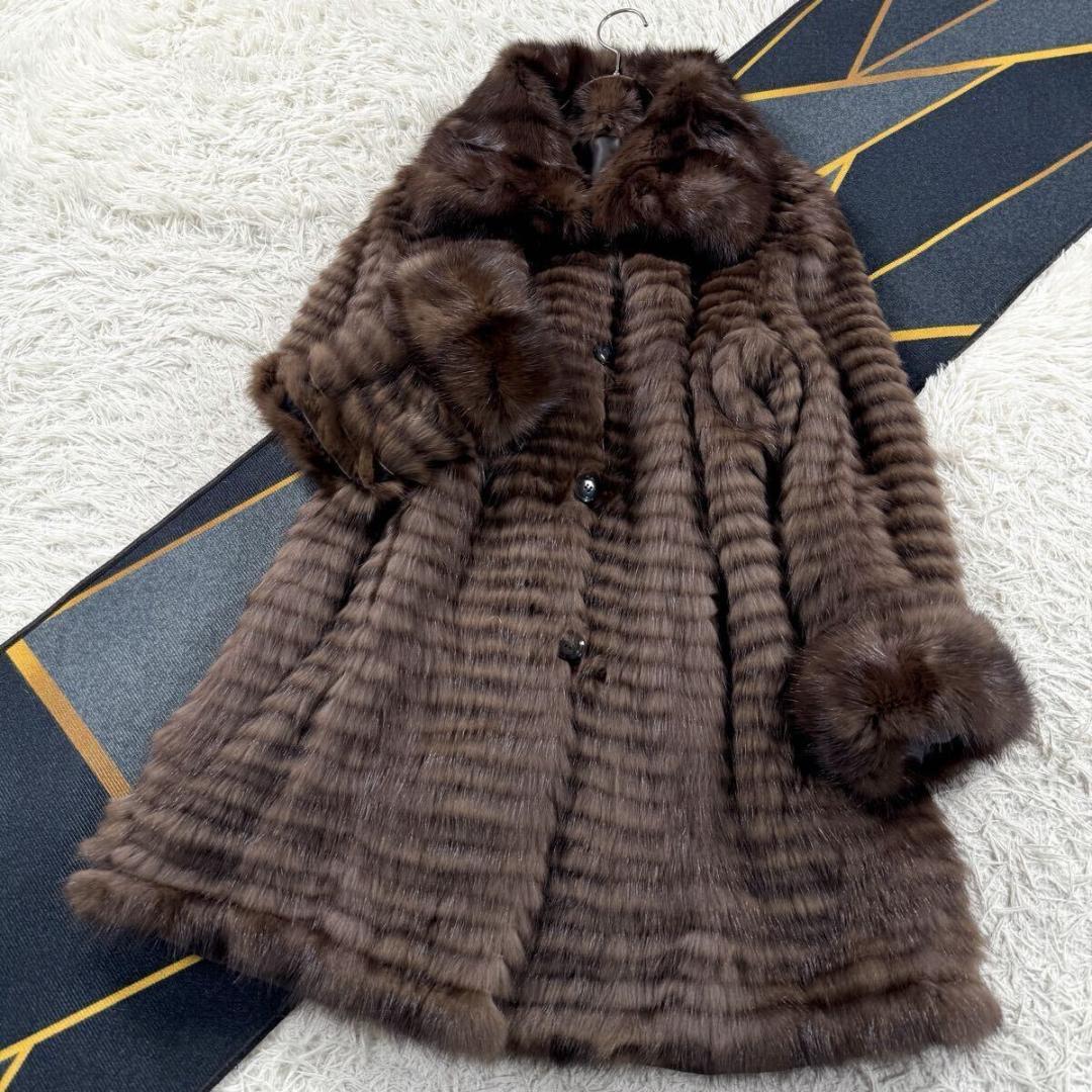 KB fur ロシアンセーブル リバーシブル コート ロング XL AA025