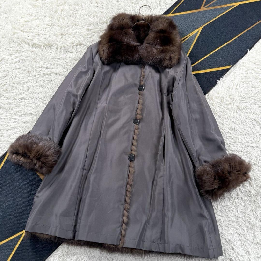 KB fur ロシアンセーブル リバーシブル コート ロング XL AA025