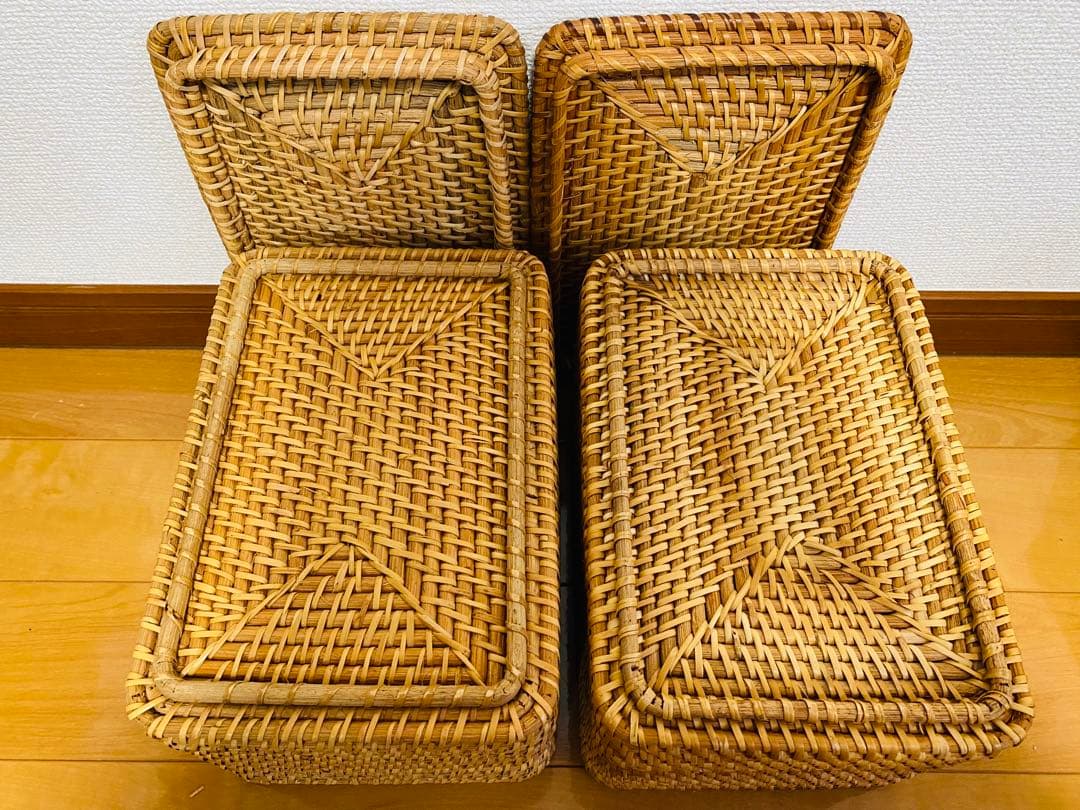 無印良品 ラタンボックス　セット　重なるラタンバスケット