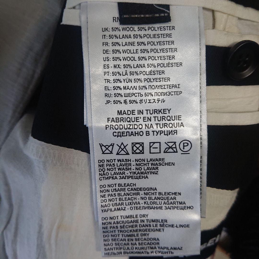 DIESEL テーラードジャケット ロゴ刺繍 ウール混 ロング丈 手洗い洗濯済