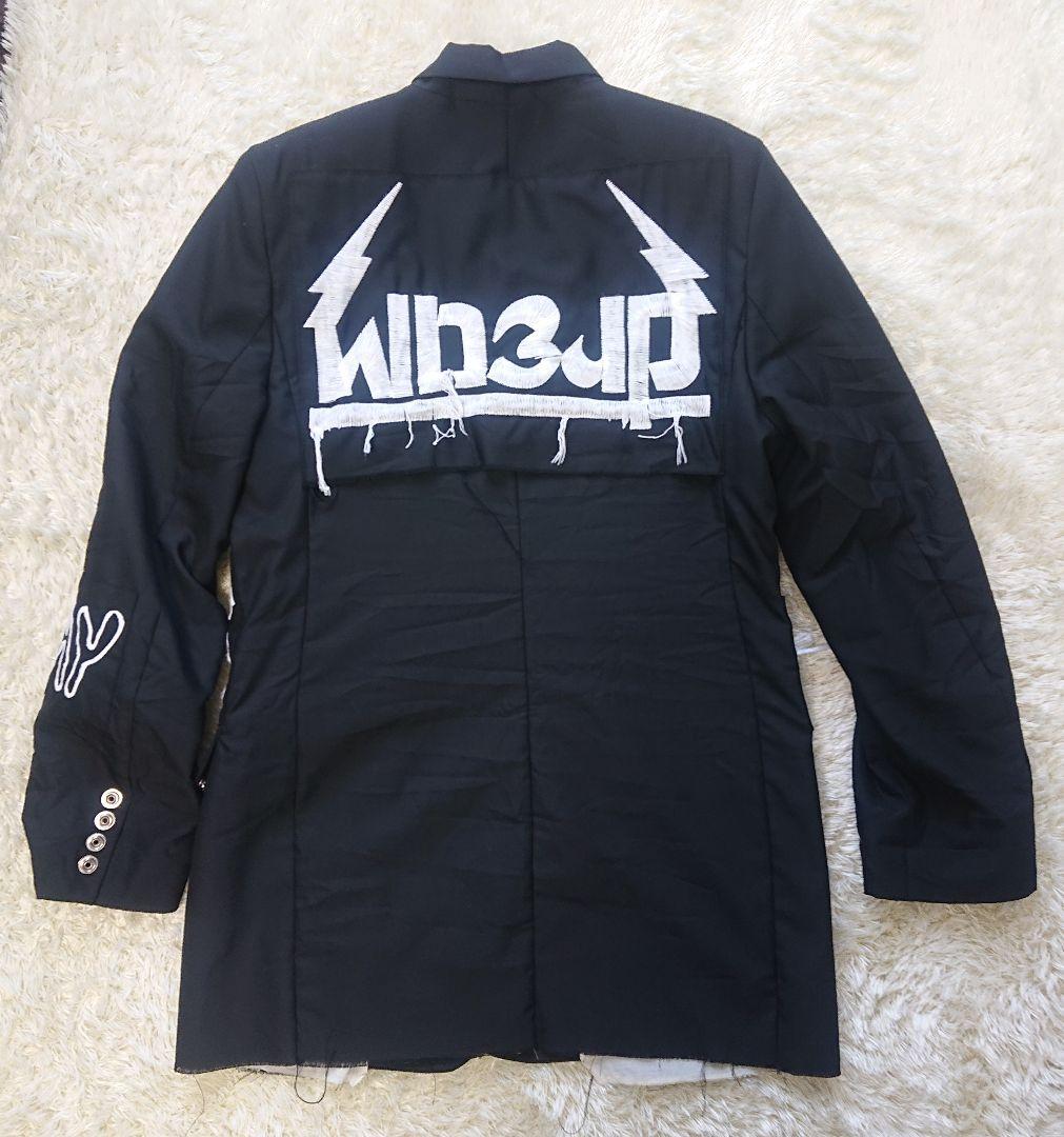 DIESEL テーラードジャケット ロゴ刺繍 ウール混 ロング丈 手洗い洗濯済