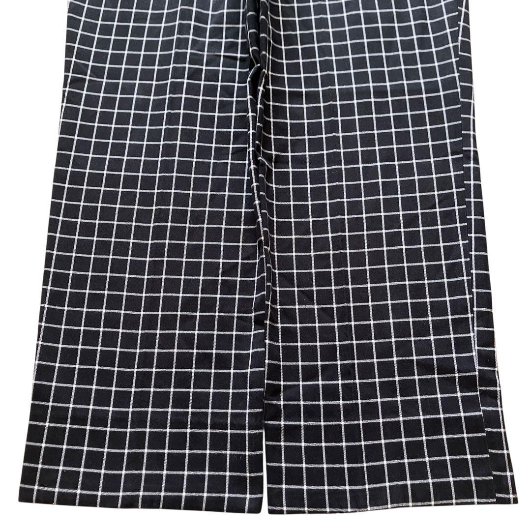 美品00s極太 EVISU 刺繍カモメ ワイドチェックパンツ Y2K ブラック
