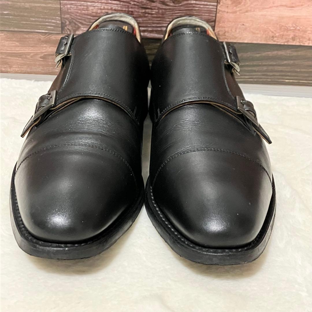 極美品 スコッチグレイン 26.0 黒 ダブルモンク 革靴 ビジネス シューズ