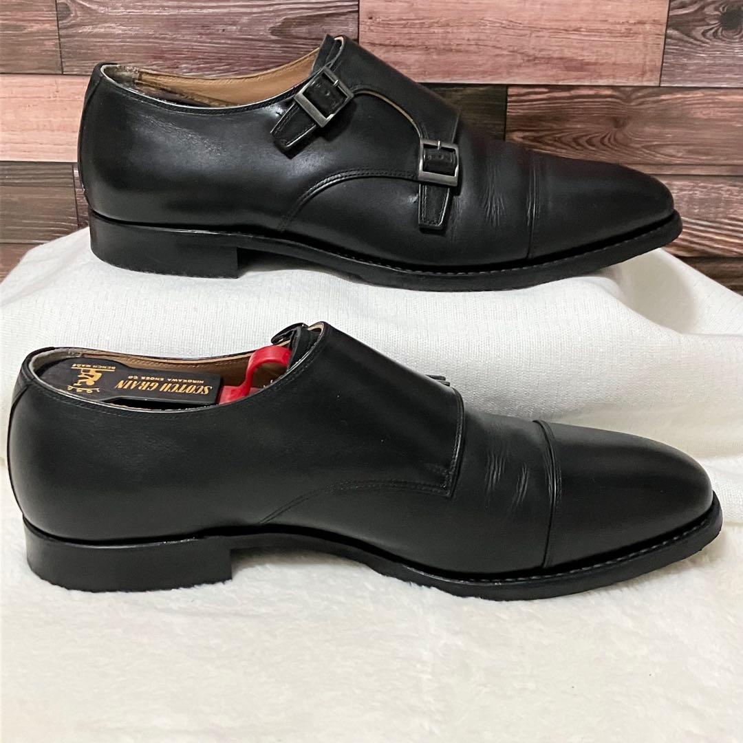 極美品 スコッチグレイン 26.0 黒 ダブルモンク 革靴 ビジネス シューズ