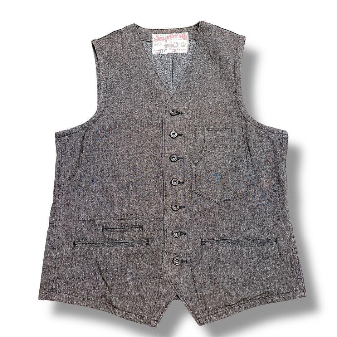 SUGAR CANE Lot441 ワーク ベスト グレー シンチバック w38