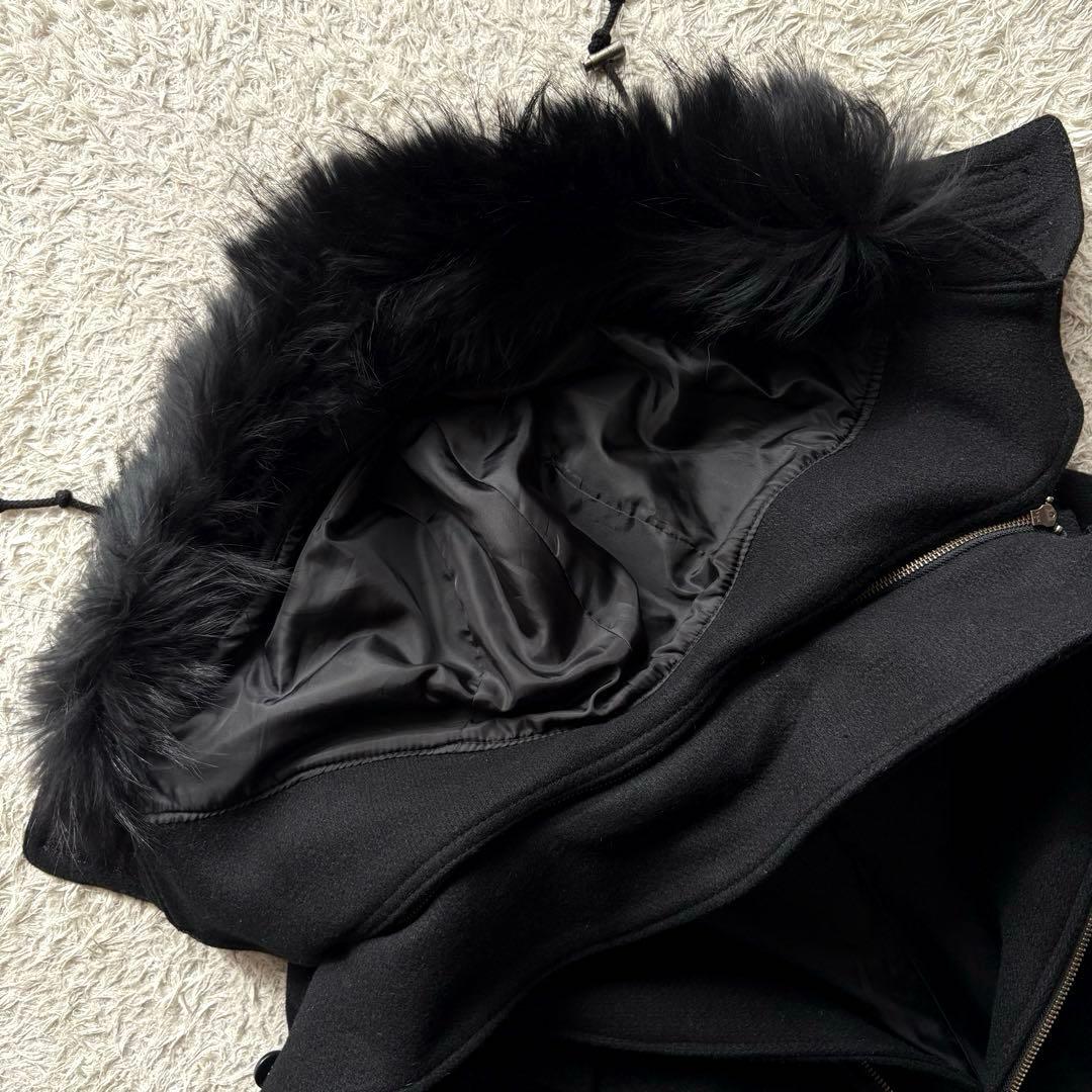 TORNADO MART モッズコート ダブルジップ ラクーンファー 黒 フード