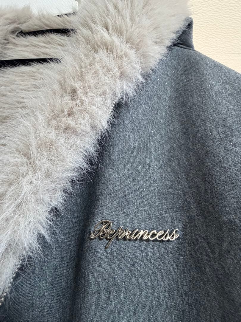 トップス andwang Kirakira 2way fur zip up gray