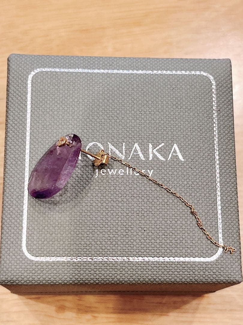モナカジュエリー　フラットピアス（片耳）アメジスト