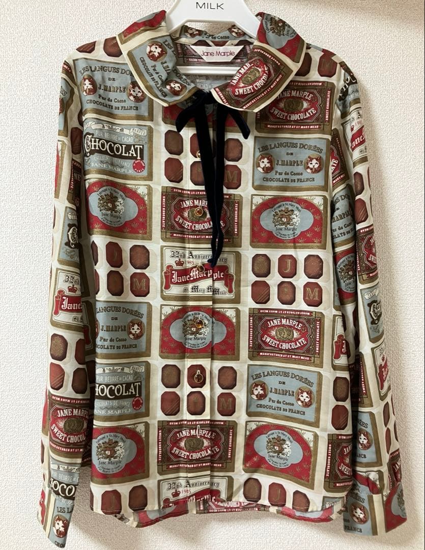 Jane Marple チョコレート 猫 長袖シャツ