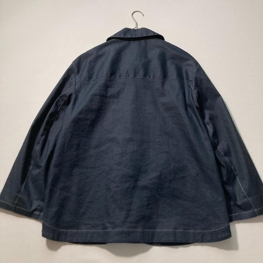 【04】ソウモ XL相当 リネン混 ジップジャケット デニムライク