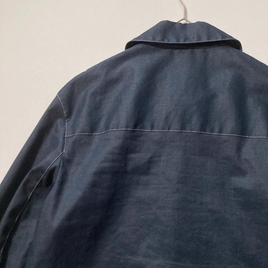 【04】ソウモ XL相当 リネン混 ジップジャケット デニムライク