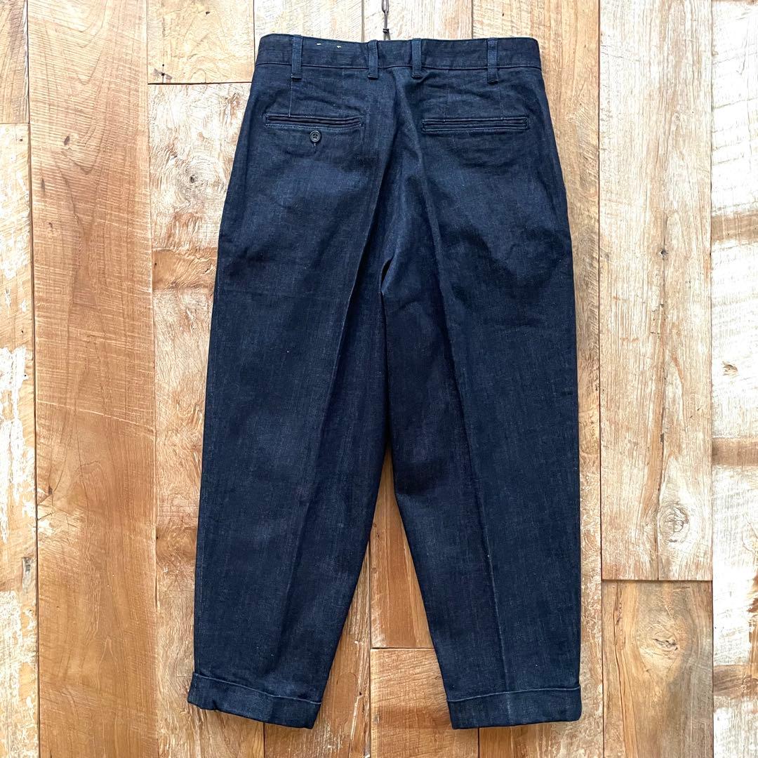 【美品】BEAMS+ 2タック ワイド テーパード デニム トラウザーズ パンツ
