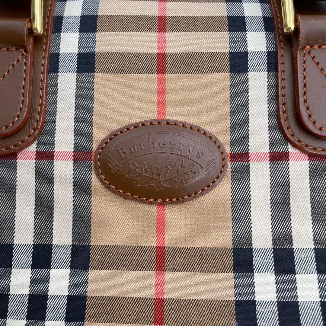 美品 BURBERRY ボストンバッグ レザー ノバチェック シャドーホース
