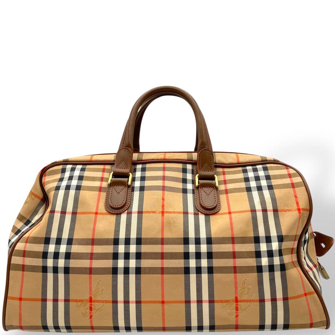 美品 BURBERRY ボストンバッグ レザー ノバチェック シャドーホース