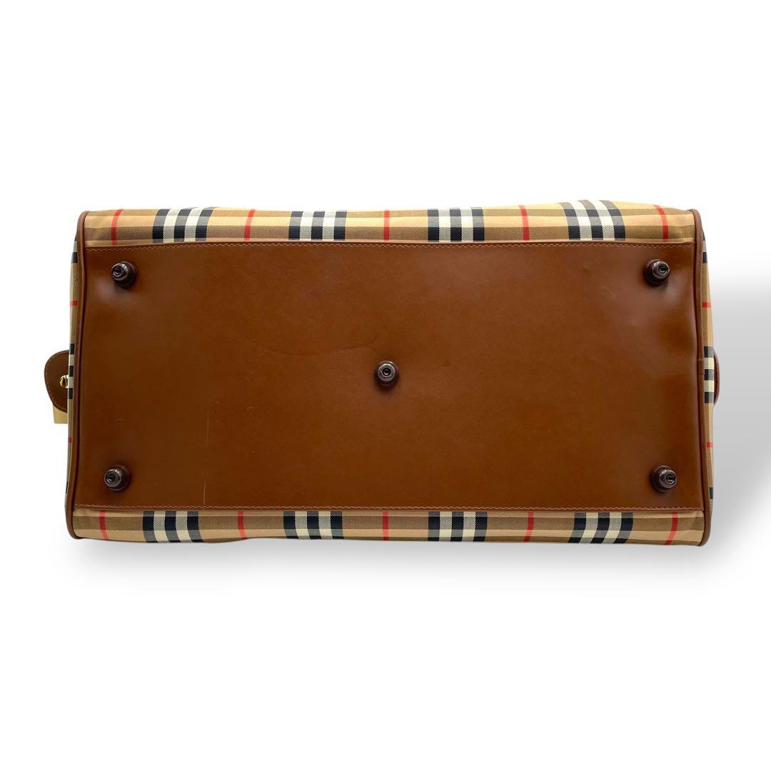 美品 BURBERRY ボストンバッグ レザー ノバチェック シャドーホース