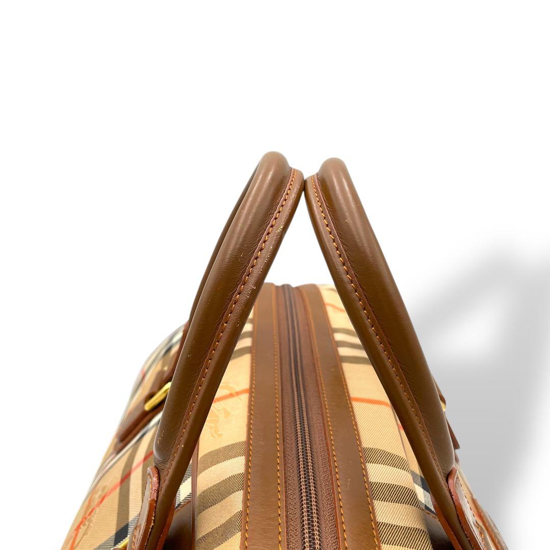 美品 BURBERRY ボストンバッグ レザー ノバチェック シャドーホース