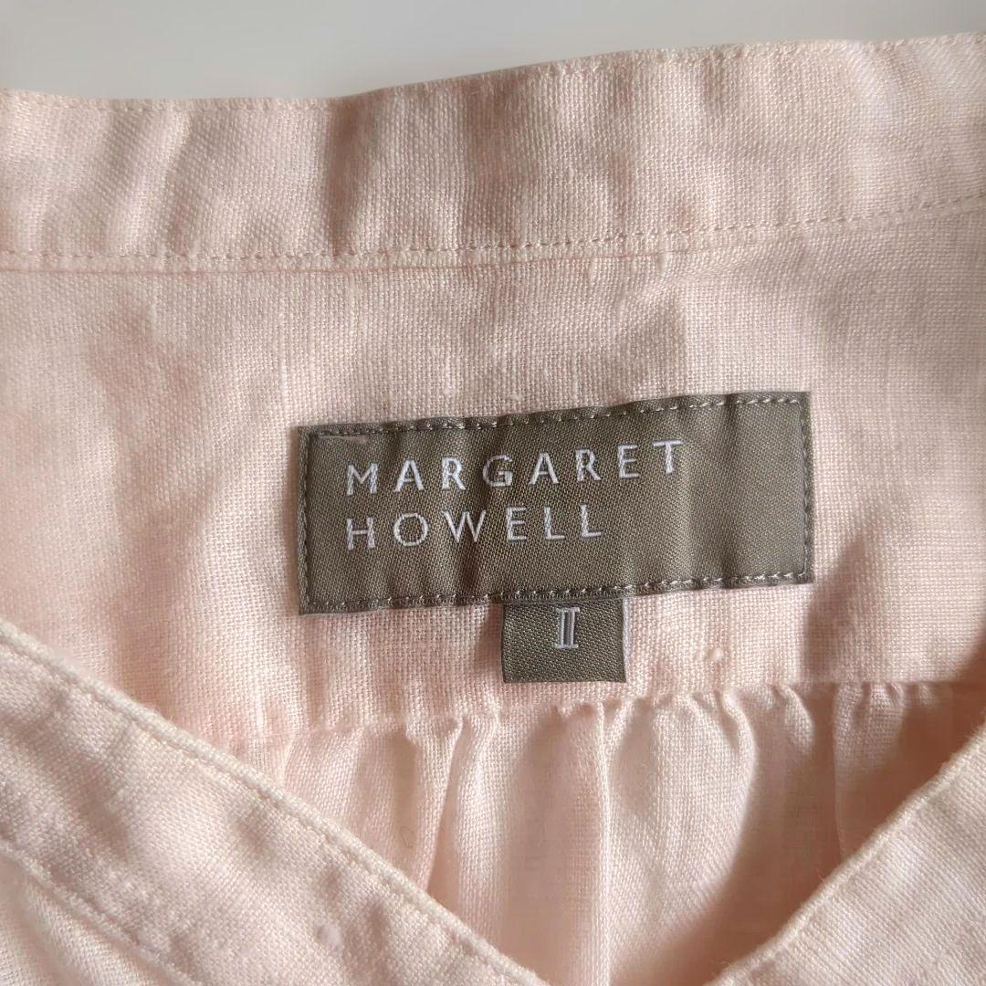 希少デザイン★マーガレットハウエル 長袖シャツ リネン100% バンドカラー M